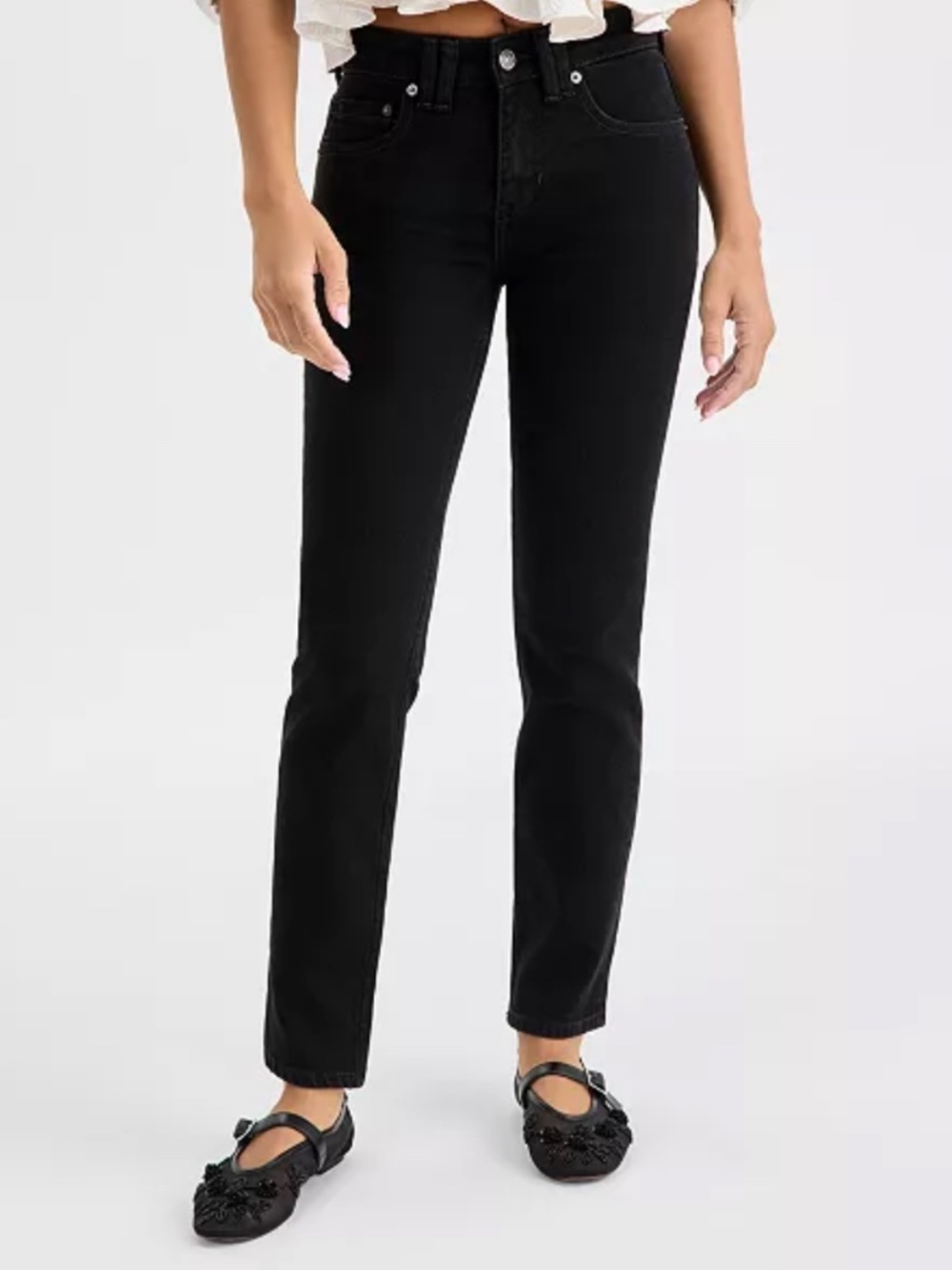 FREE PEOPLE Women's Oracle Low-Rise Slim Straight Jeans